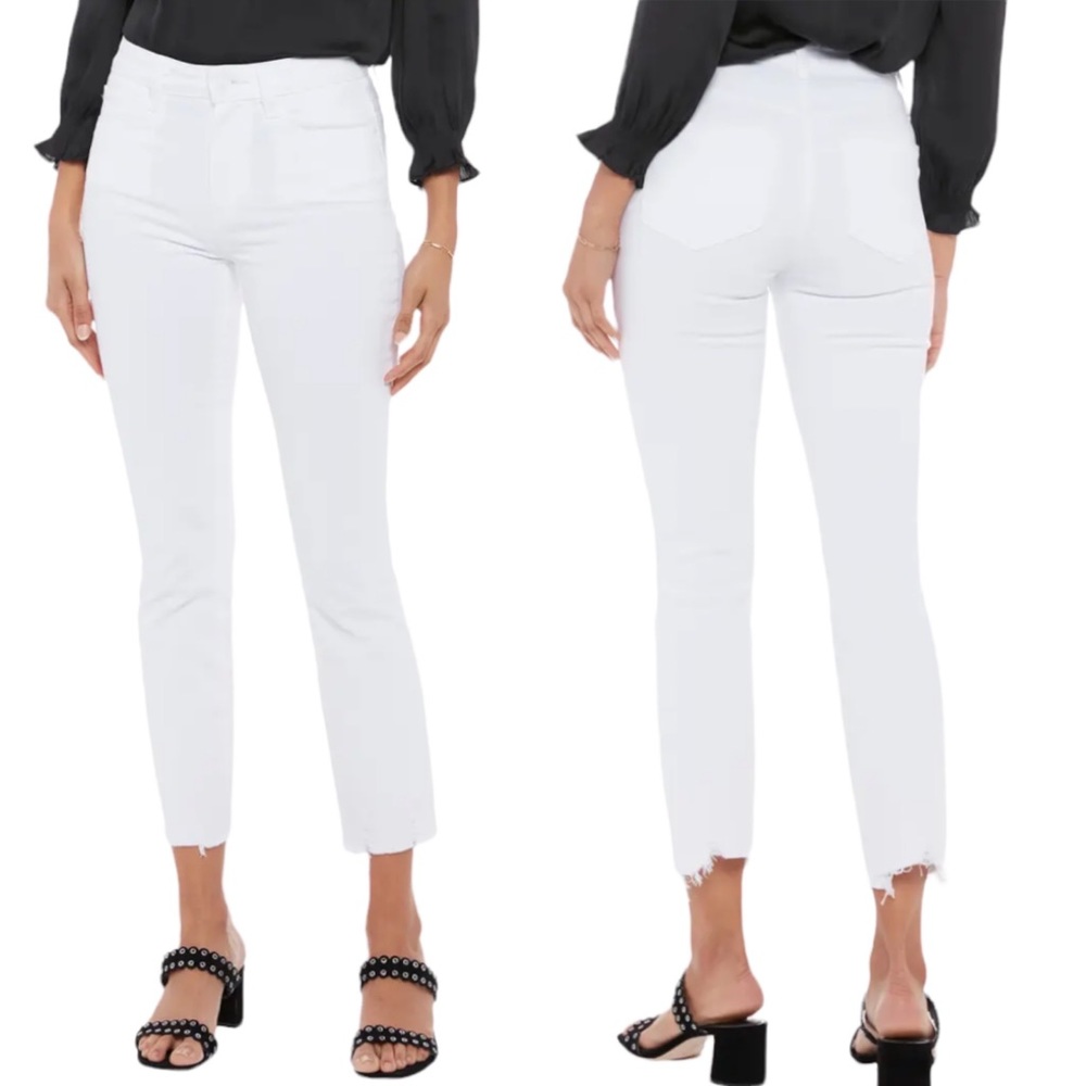 PAIGE White Crop Straight Jeans
